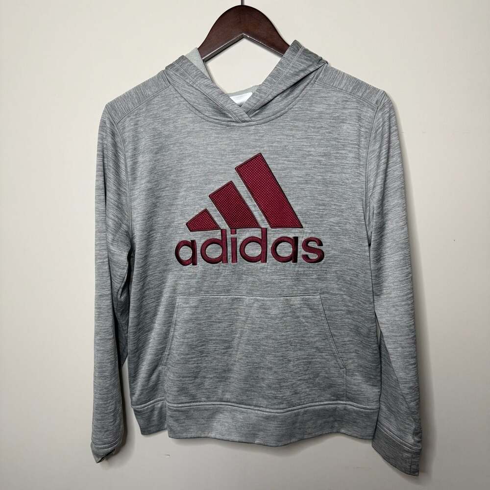 Adidas Boys Gray Performance Hoodie Size L/G 14/16